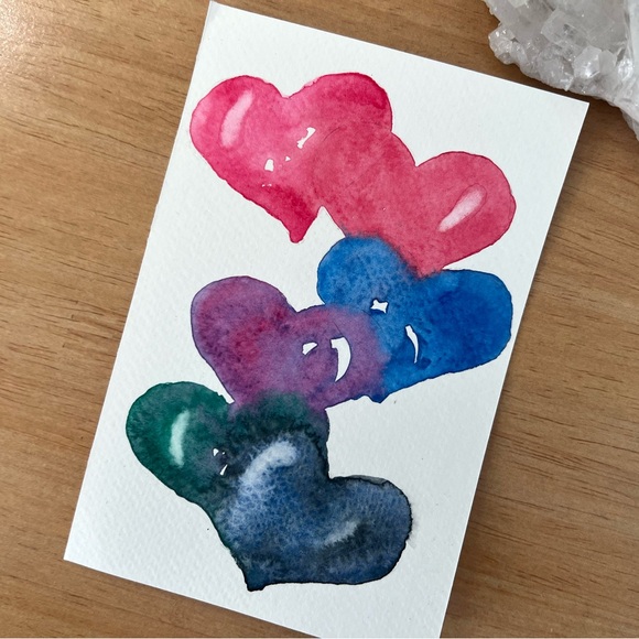 HEART CHAIN Original 4”x6” Watercolor By Jessica Joy - Picture 2 of 5